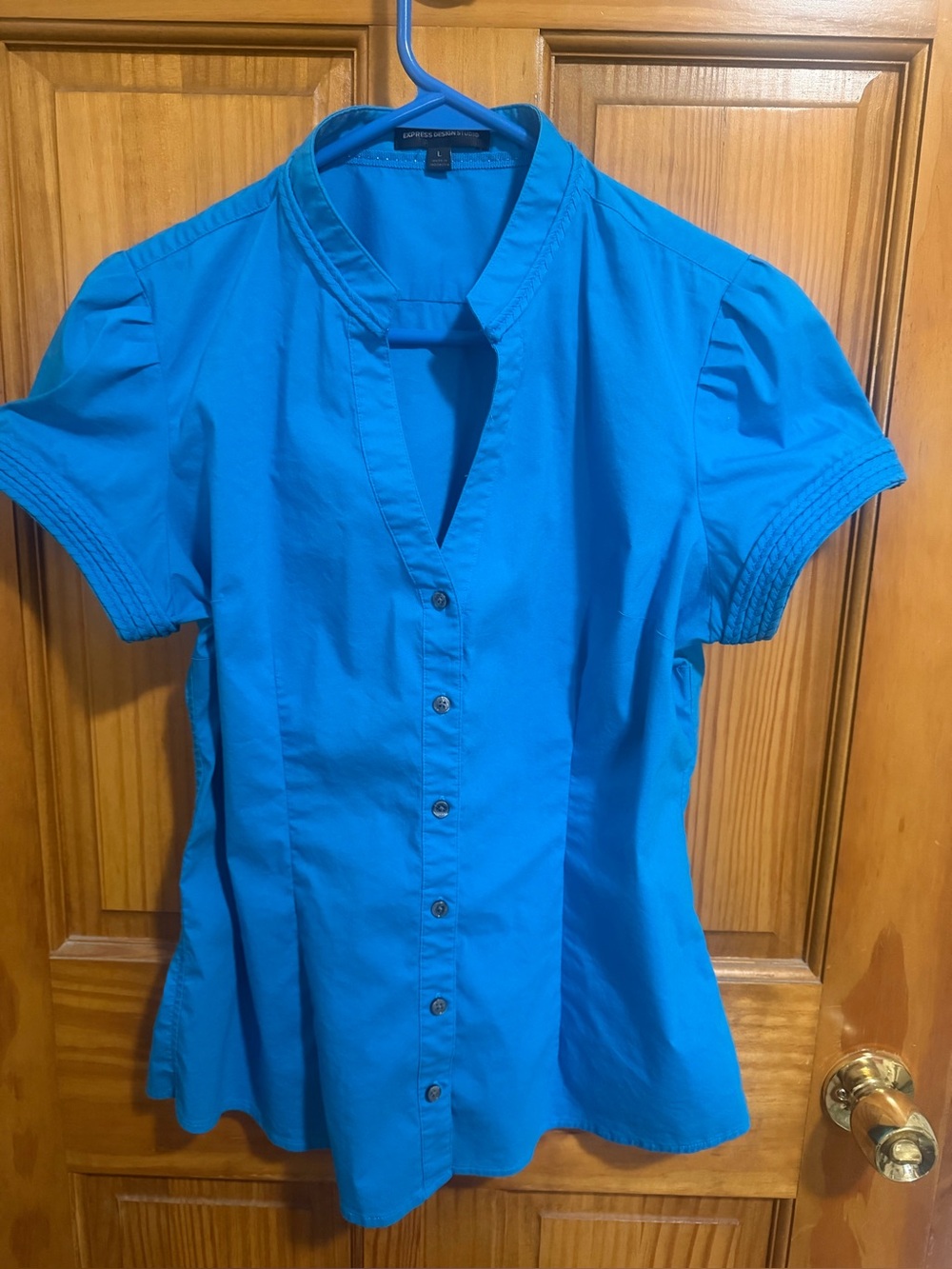 Express Design Studio ladies large blue button up shirt